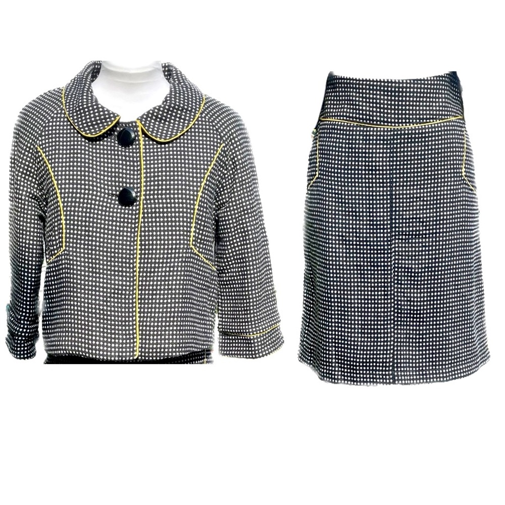 ModCloth Skirt Suit Black and White Jacket Size Small Skirt Size Large